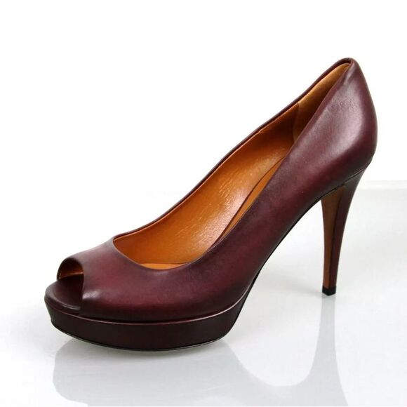 Gucci Betty Open-Toe Platform Pump SHOES Plum 8 - Picture 1 of 8